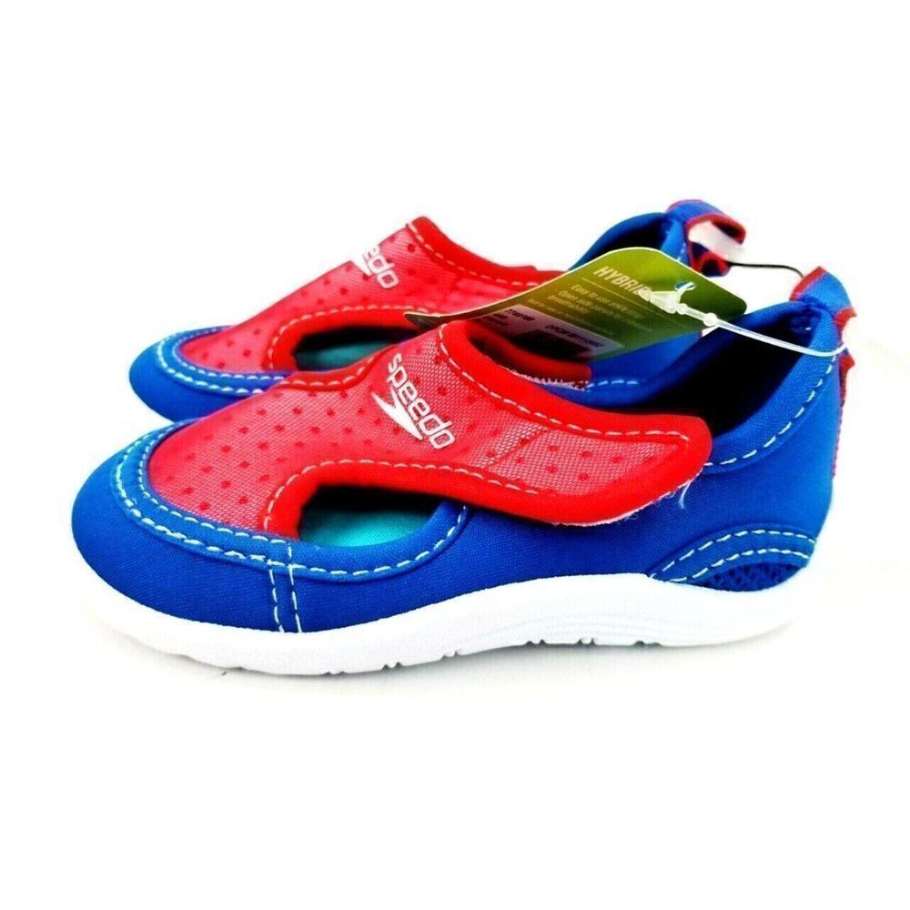 Speedo Hybrid Boys Swim Shoes Blue & Red Size M